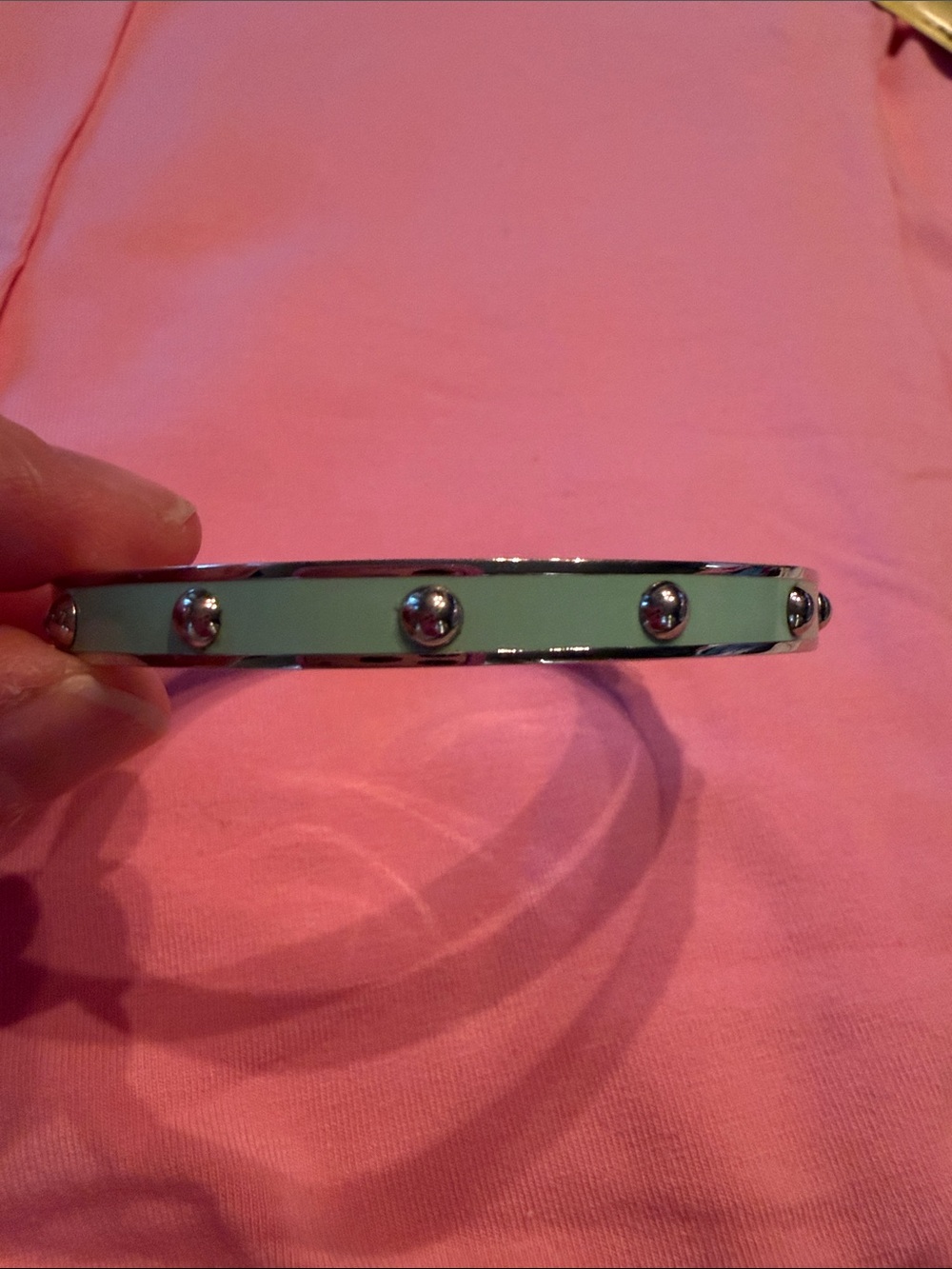 Coach teal Rivet Enamel Studded Silver plated Bangle Bracelet